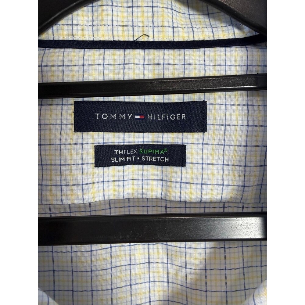 Tommy Hilfiger Men’s Slim Fit Check Dress Shirt Supima Cotton Stretch. - Picture 6 of 7